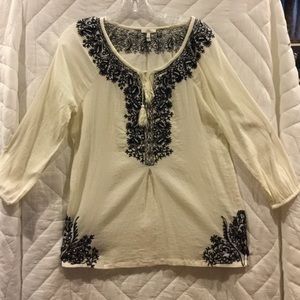 Joie Long sleeve Gauze Tie neck Top